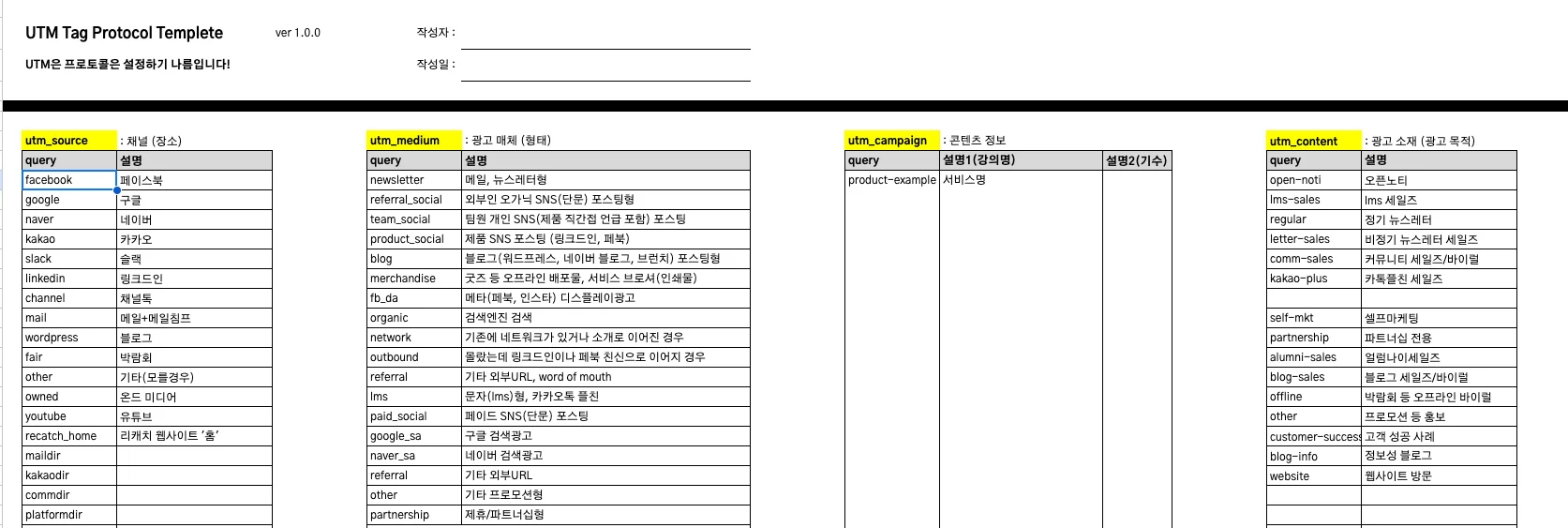 UTM 설정 프로토콜 예시