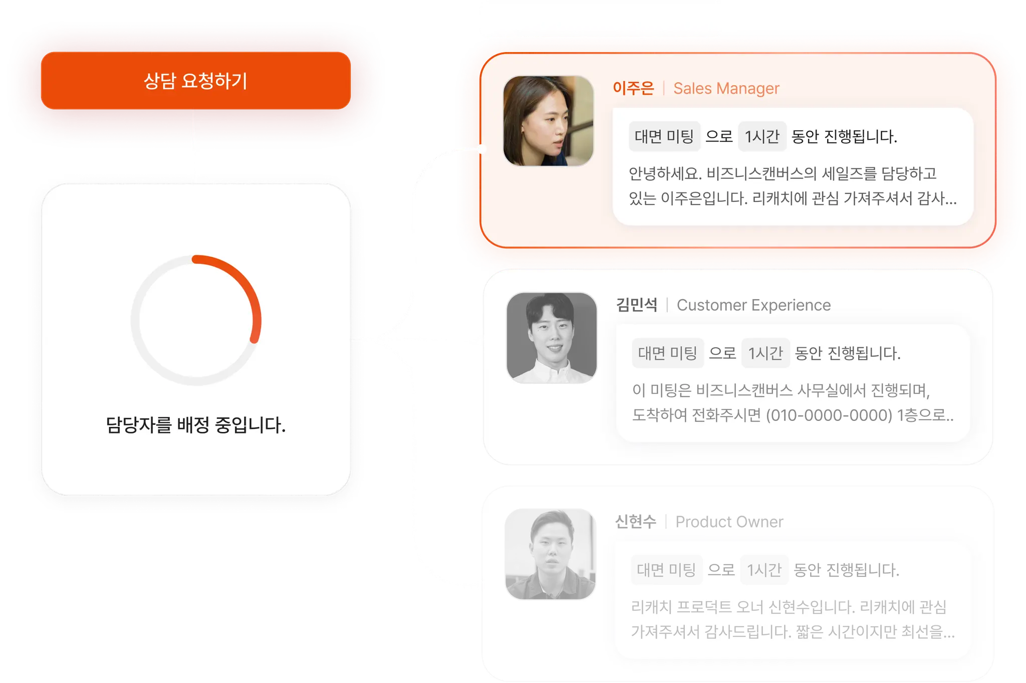 마케팅 세일즈 CRM 리캐치에서 제공하는 웹폼은 잠재 고객이 문의 폼을 제출 시 담당자 배정과 일정 수립을 모두 자동화 할 수 있다.